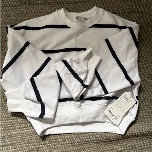 Athleta White and Black Striped Sweatshirt